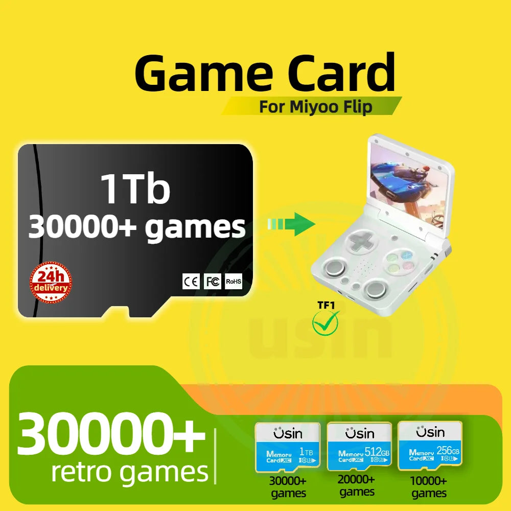 Game Card for Miyoo Flip – 30,000+ Retro Games (256GB–1TB) - Miyoo Mini Plus AU