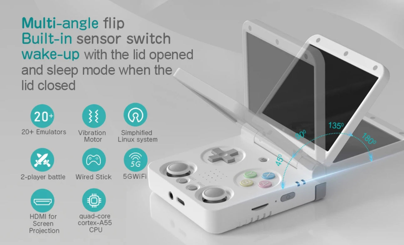 Miyoo Flip - Portable Video Game Console + Case (Black) v2 - Miyoo Mini Plus AU