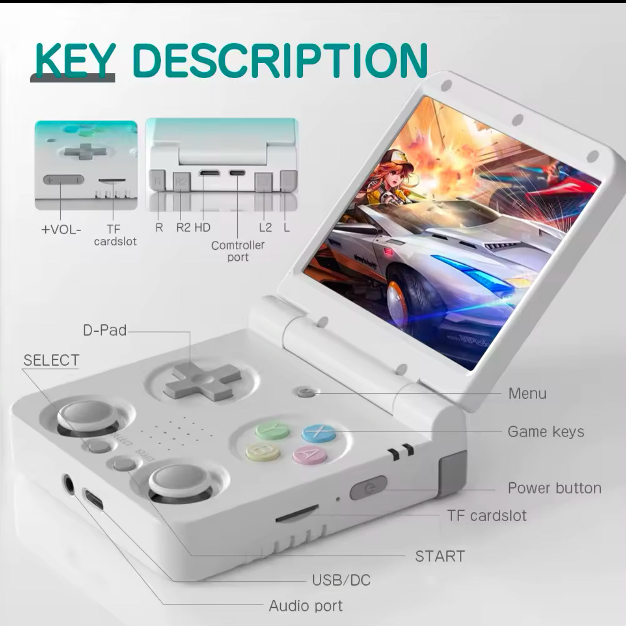 Miyoo Flip - Portable Video Game Console + Case (Black) v2 - Miyoo Mini Plus AU