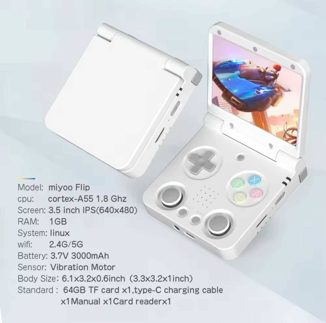 Miyoo Flip - Portable Video Game Console + Case (Grey) v2 - Miyoo Mini Plus AU